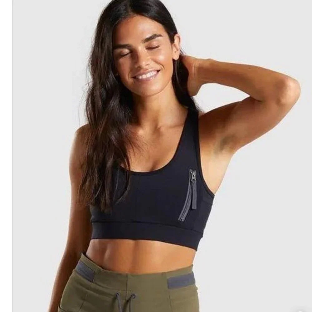 NWT Gymshark Box Utility Bralette black zipper racerback‎ Size XS